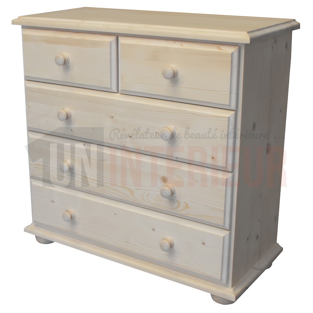 commode 5 tiroirs en pin massif