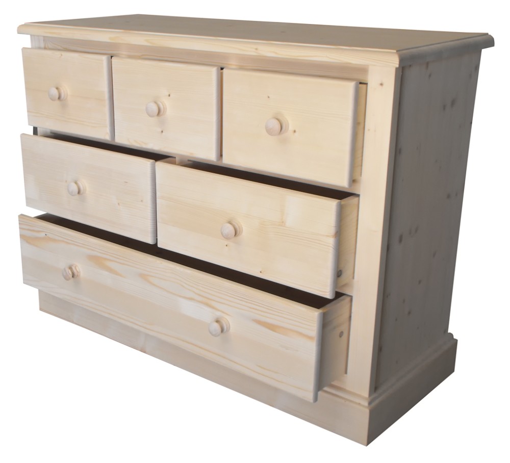 Commode en pin équipée de 6 tiroirs : 120cm de large Commode en pin équipée de 6 tiroirs : 120cm de large
