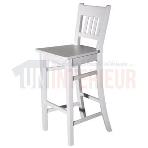 Tabouret de bar en pin massif avec dossier - Chester