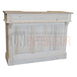 Comptoir de bar esprit bistrot en pin massif de 140cm de large - Chester