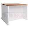 Comptoir de cuisine en pin massif avec espace tabourets et passage de jambes - Straight