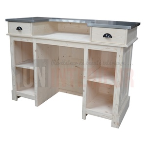 Meuble comptoir d'accueil et de bureau 150cm en pin massif - Chester