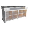 Grand meuble bar de 210cm en pin massif avec plateau zinc - Chester