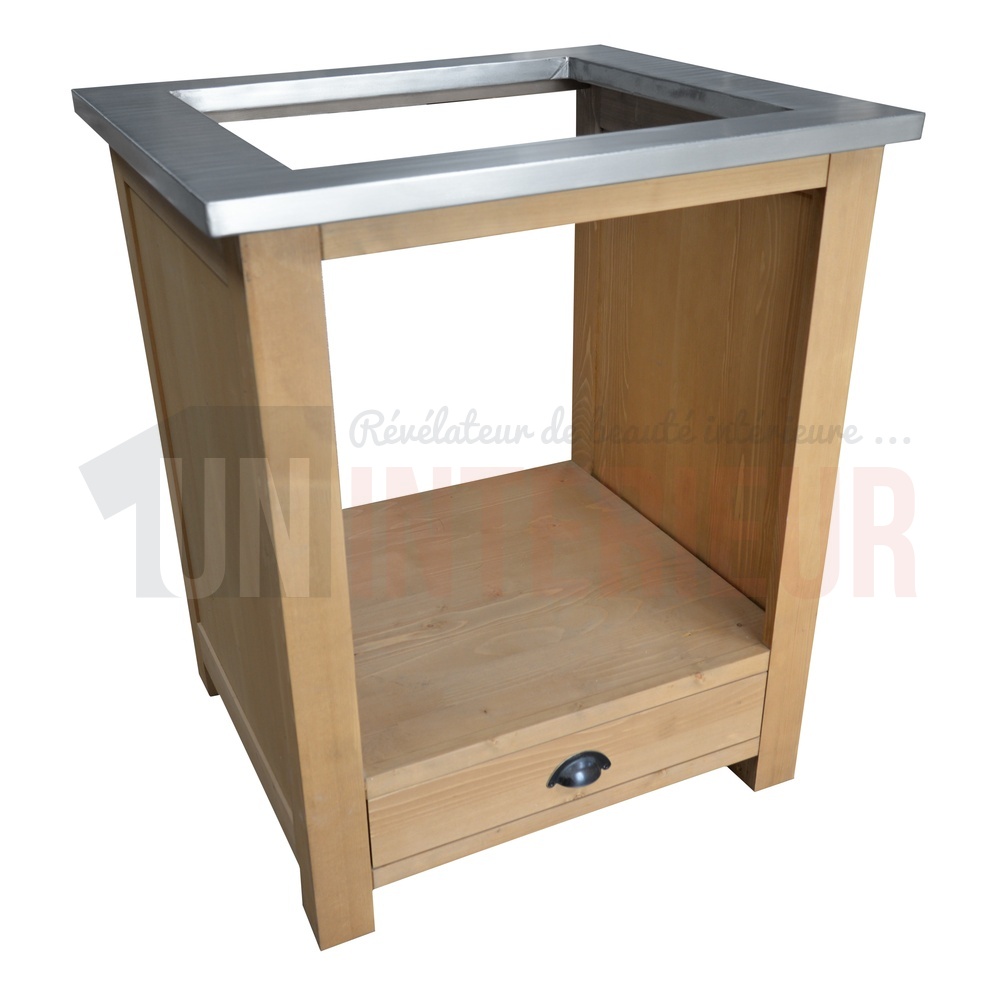 Meuble four et plaque de cuisson en pin massif : 120cm