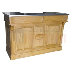 Meuble bar comptoir de bistrot 150cm en pin massif - Chester