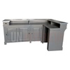 Comptoir de bar d'angle en pin massif 240cm x 140cm avec espace Frigo, retour à droite - Chester