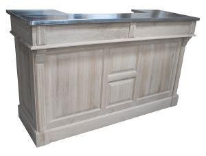 Meuble bar zinc en chêne massif 180cm - Chester
