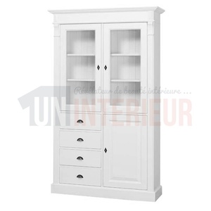 Bibliothèque en pin massif de 120cm, 3 portes - Loundry