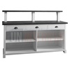 Comptoir de bar en pin massif 180cm avec plateau de service surélevé et barre repose-pieds - Chester