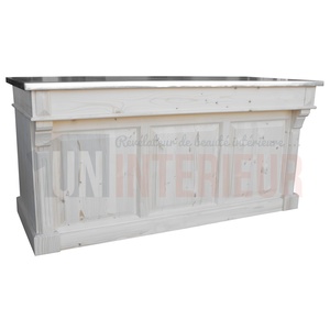 Bureau d'accueil en pin massif 160cm style bar bistrot - Chester