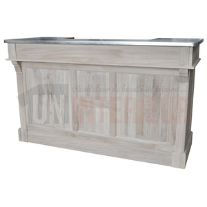 Meuble bar zinc en chêne massif 180cm - Chester