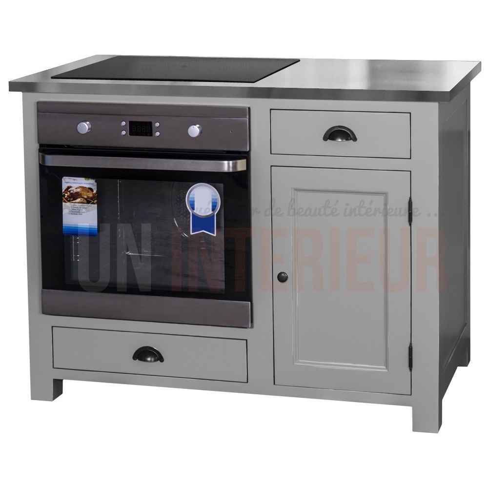 Meuble four et plaque de cuisson en pin massif : 120cm