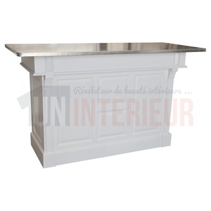 Comptoir de cuisine ou îlot central haut en pin massif 180cm - Chester