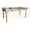 Table sur-mesure en pin massif avec plateau zinc acier 180cm