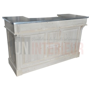 Meuble bar comptoir de bistrot 150cm en pin massif - Chester